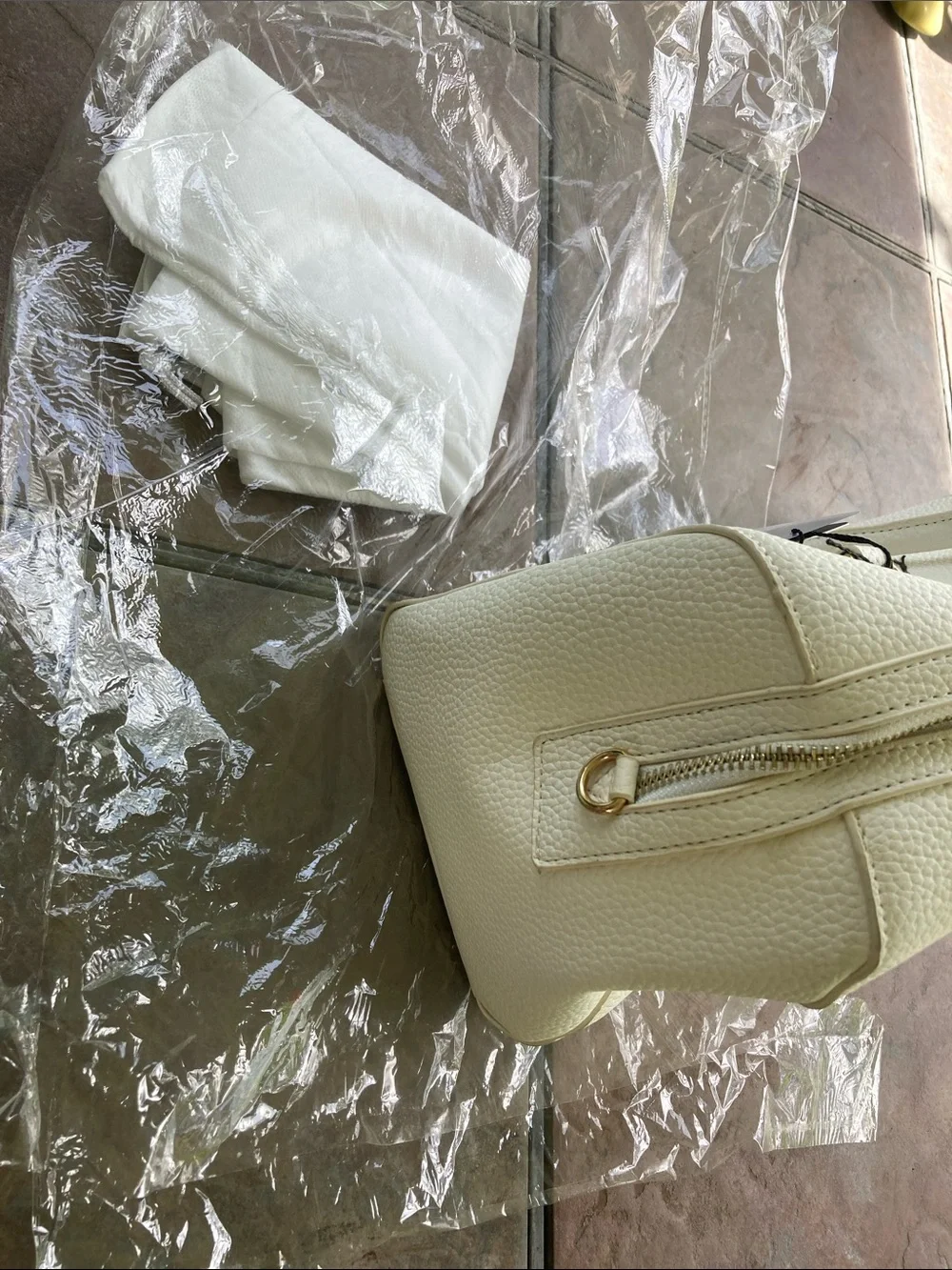 Versace V 19.69 Cream Structured Satchel with Gold Hardware - Picture 7 of 14